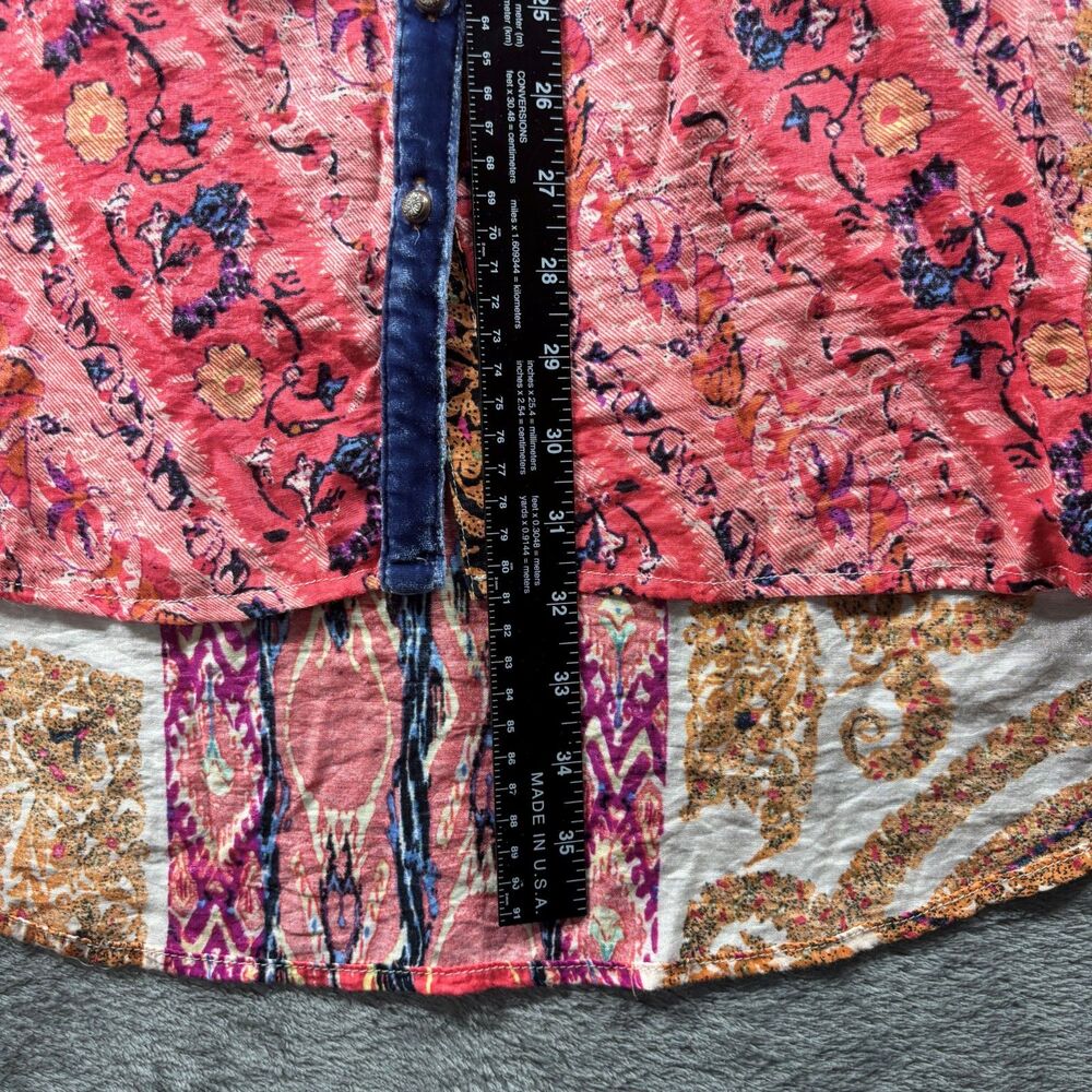 Soft Surroundings Brynn Boho Paisley Print Velvet Silk Trim Tunic Top Large H261 - Picture 8 of 11